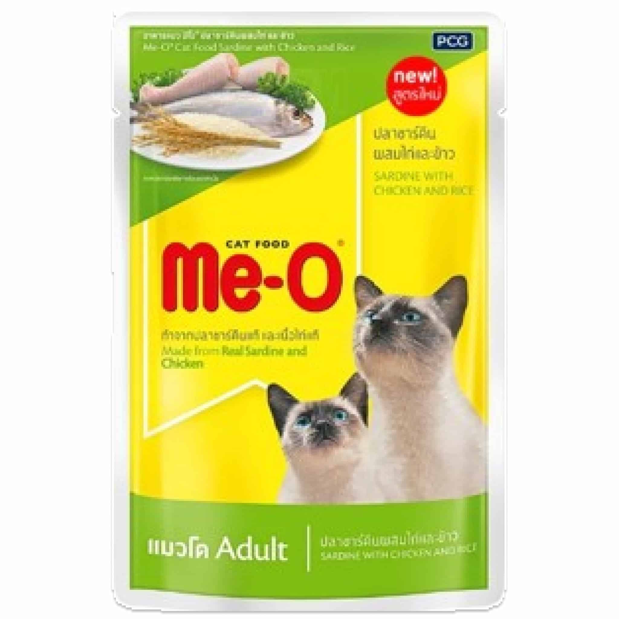 Me-O ปลาซาร์ดีนผสมไก่และข้าว สำหรับแมวโต