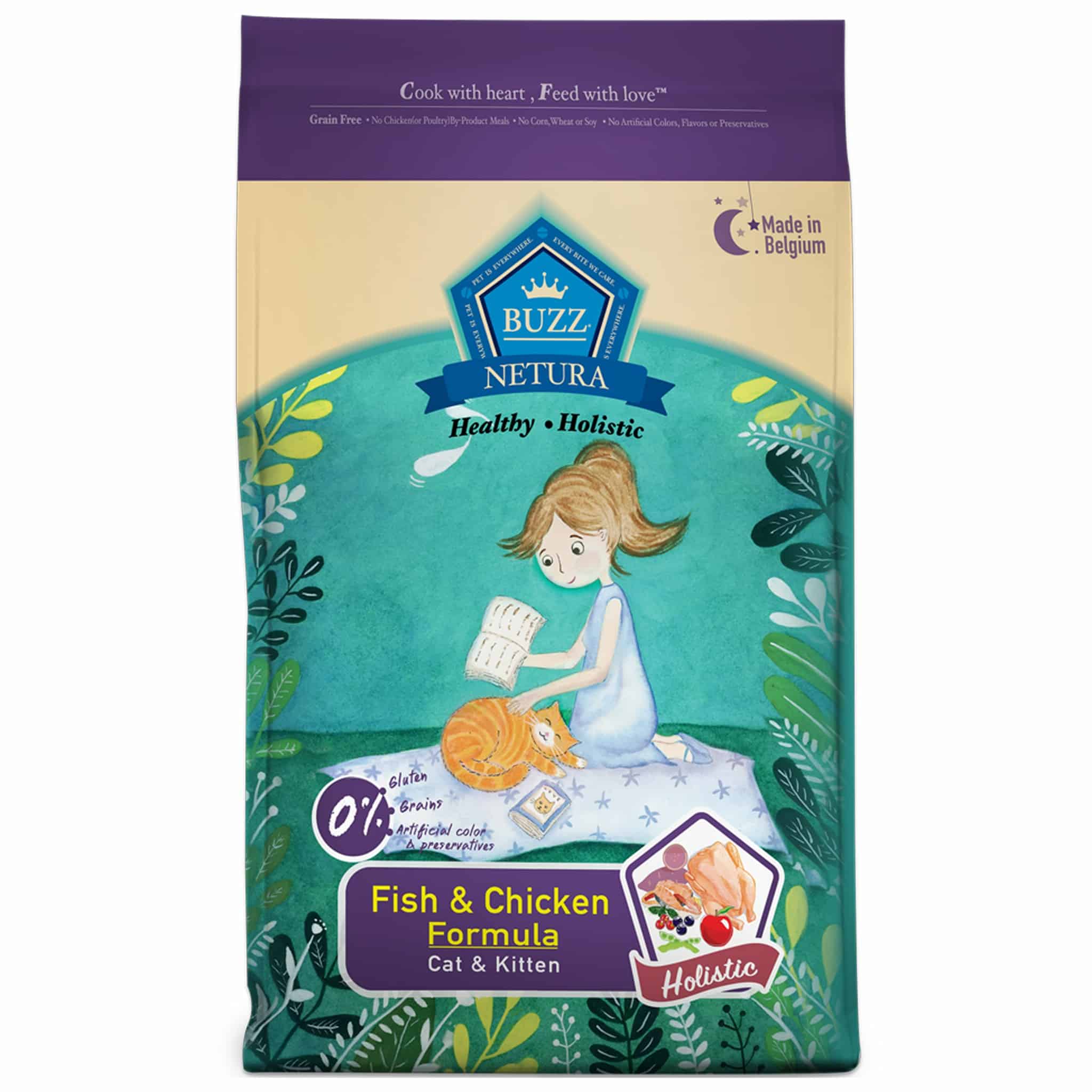 Buzz Netura CAT & KITTEN เนื้อปลาและไก่ เกรนฟรี 1 ก.ก